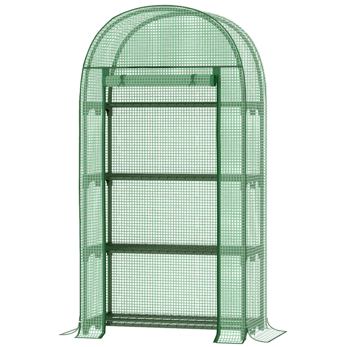 Mini Greenhouse - 80x49x160cm Portable Garden Enclosure with Storage Shelves, Roll-Up Zippered Entry, Metal Frame & PE Protection - Ideal for Outdoor Plant Keeping and Growth