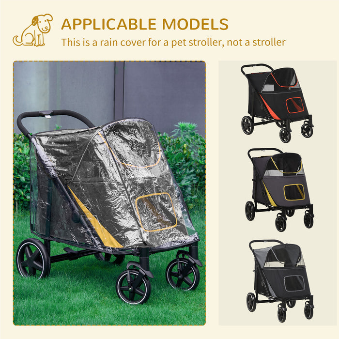 Foldable Pet Stroller with Rain Cover - Cat and Dog Pushchair, Shock-Absorbing Front Wheels, Storage and Mesh - Easy One-Click Travel System for Pets