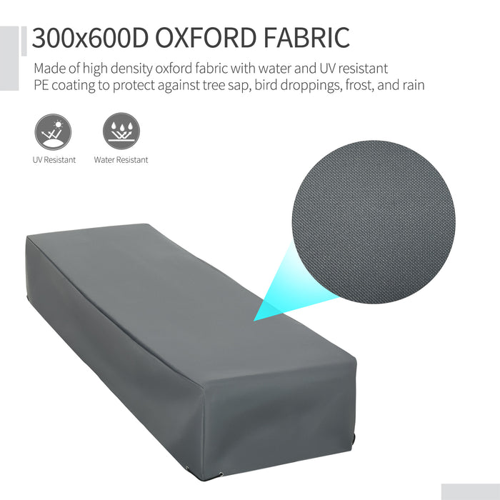 Rectangular Outdoor Furniture Protector - Water-Resistant UV-Proof Oxford Fabric Cover for Rattan Lounges - Ideal for Patio Protection, 200 x 73 x 35cm, Grey