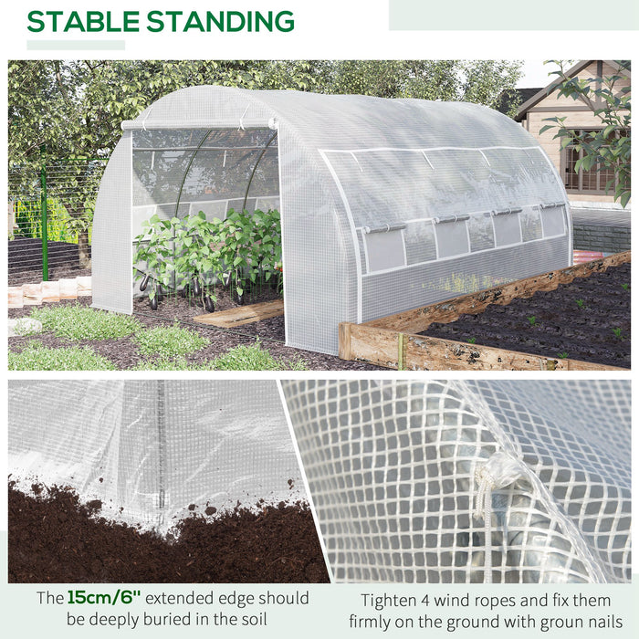 Polytunnel 4x3x2m Greenhouse - Steel Frame with Reinforced Cover & Zippered Door, 8 Ventilation Windows - Ideal for Garden and Backyard Growing Enthusiasts