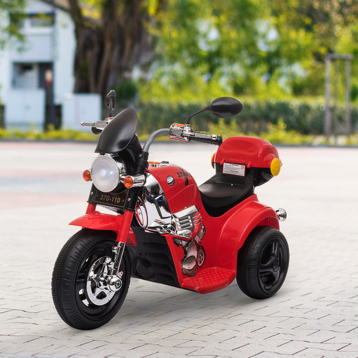 Kids' Electric Trike Motorcycle with Sound & Lighting Effects - 6V Battery-Powered Ride-On Toy with Music and Horn for Toddlers - Safe and Fun Riding for 18-36 Month Olds, Vibrant Red