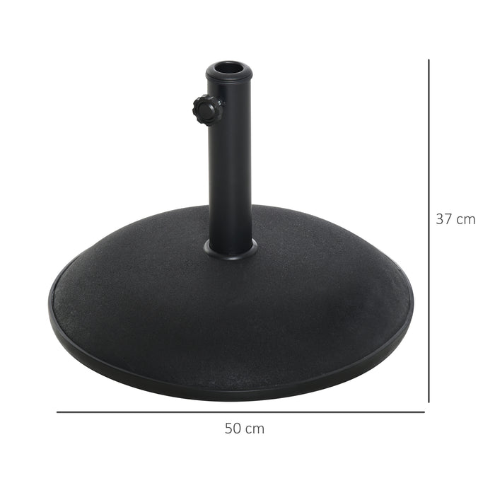 Heavy-Duty 25kg Concrete Umbrella Base - Round Black Parasol Weight Stand for Outdoor Patios, Diameter 50cm - Sturdy Support for Sunshades and Umbrellas