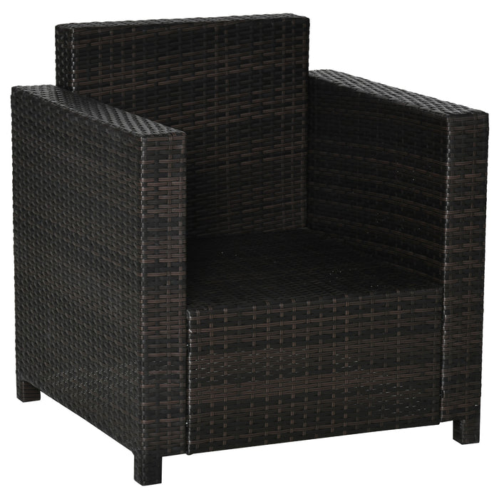 Rattan Single Sofa Armchair - Weatherproof Wicker Weave with Fire-Resistant Cushion, Black - Ideal for Patio & Garden Seating