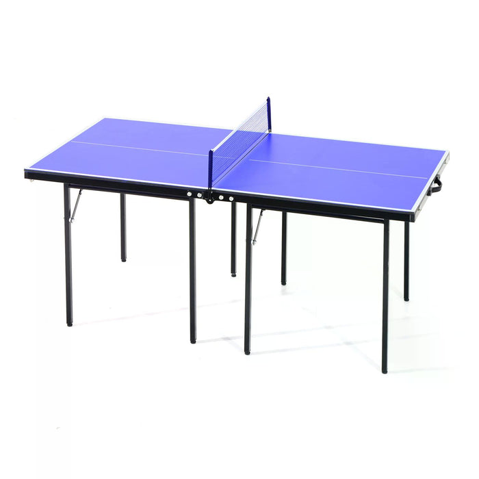 Compact Folding Table Tennis Set - Mini Professional Ping Pong Table with Net, Blue - Ideal for Games, Sports Training & Quick Play Spaces