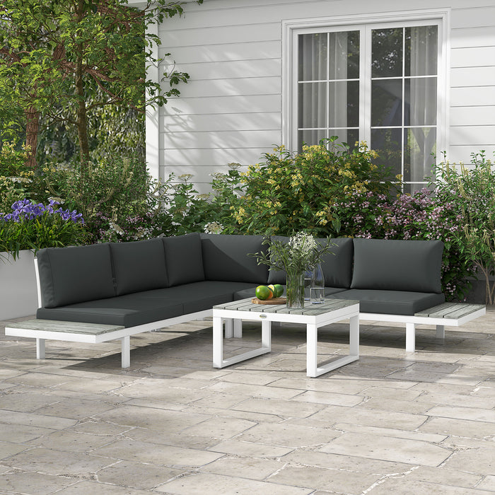 5-Level Recline Patio Garden Set - Corner Sofa & Conversation Sectional with Cushions and Coffee Table - Ideal for Outdoor Lounging and Entertaining