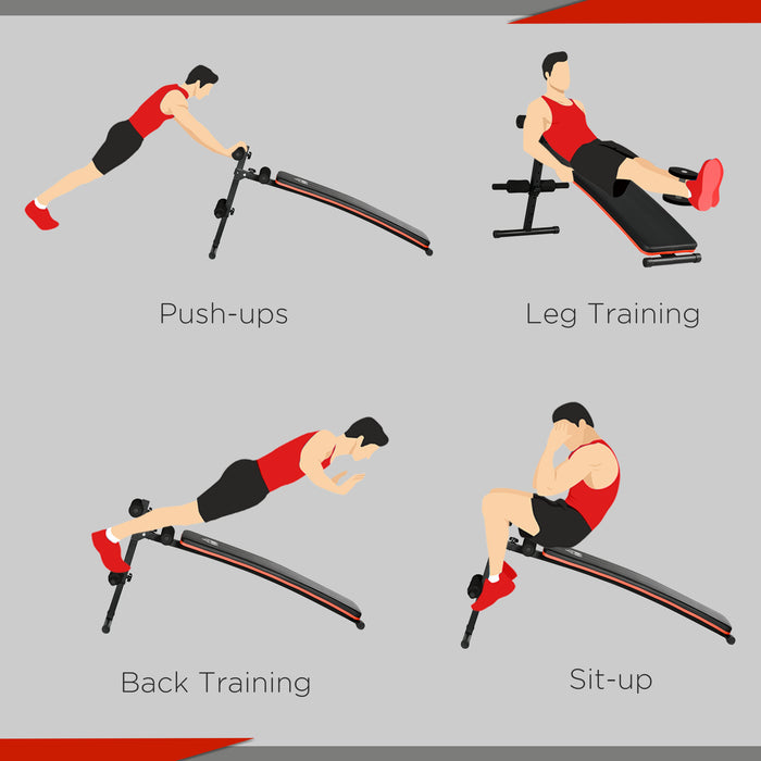 Foldable Steel Home Sit-Up Bench - Red and Black Gym-Quality Equipment - Ideal for Core Workouts and Abdominal Training