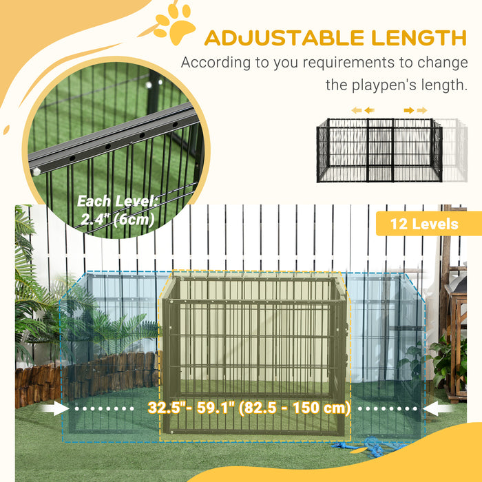 Heavy Duty Pet Playpen 6-Panel - Adjustable 82.5-150 cm Length Dog Exercise Pen, 61 cm Height - Ideal for Small Breed Dogs, Indoor & Outdoor Use