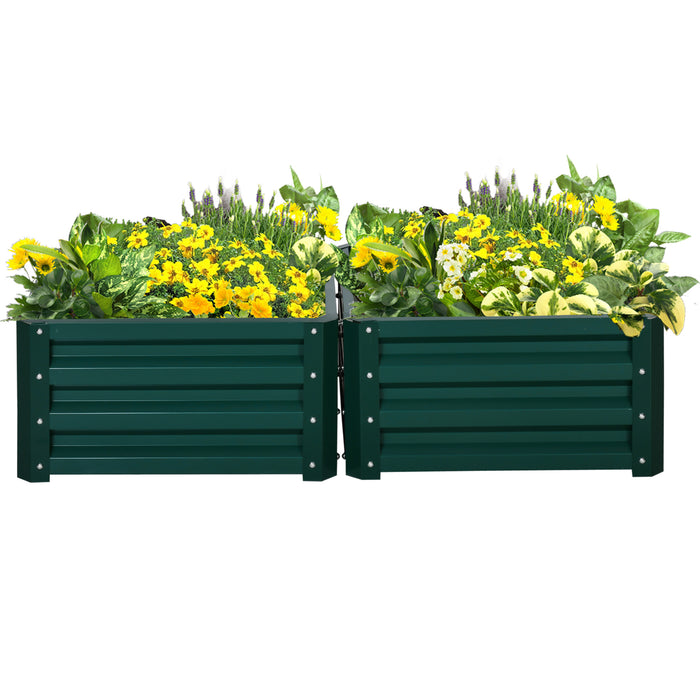 Outdoor Elevated Galvanized Planter Set - 2-Piece Raised Garden Bed for Flowers and Herbs, 60x60x30.5cm - Ideal for Patio and Backyard Gardening Enthusiasts