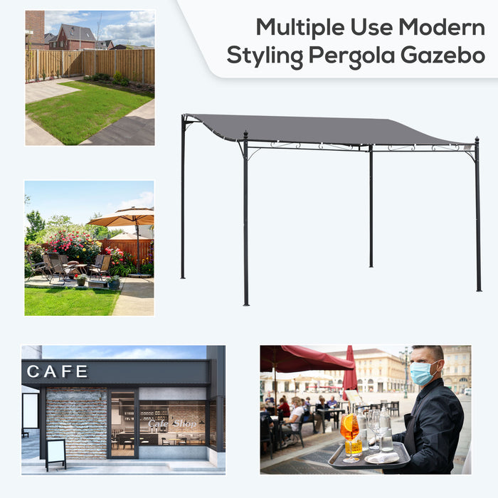 Metal Wall Gazebo Awning 4x3m - Canopy Marquee Shelter with Sturdy Frame for Outdoor Use - Ideal Garden and Patio Door Porch, Grey