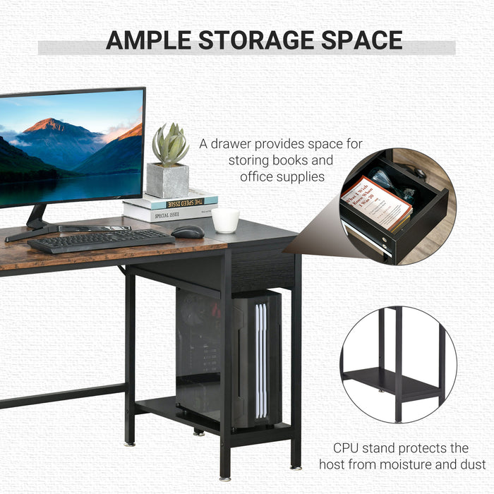 Elegant Study & Writing Desk - Home Office Workstation with CPU Stand and Drawer, Sturdy Steel Frame - Ideal for Students and Professionals, 120x60x75cm