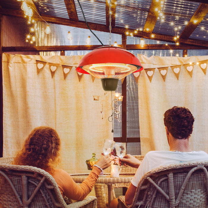 1500W Garden Electric Halogen Patio Heater - Aluminum Outdoor Ceiling Hanging Heat Lamp - Ideal for Warming Your Patio Space in Style