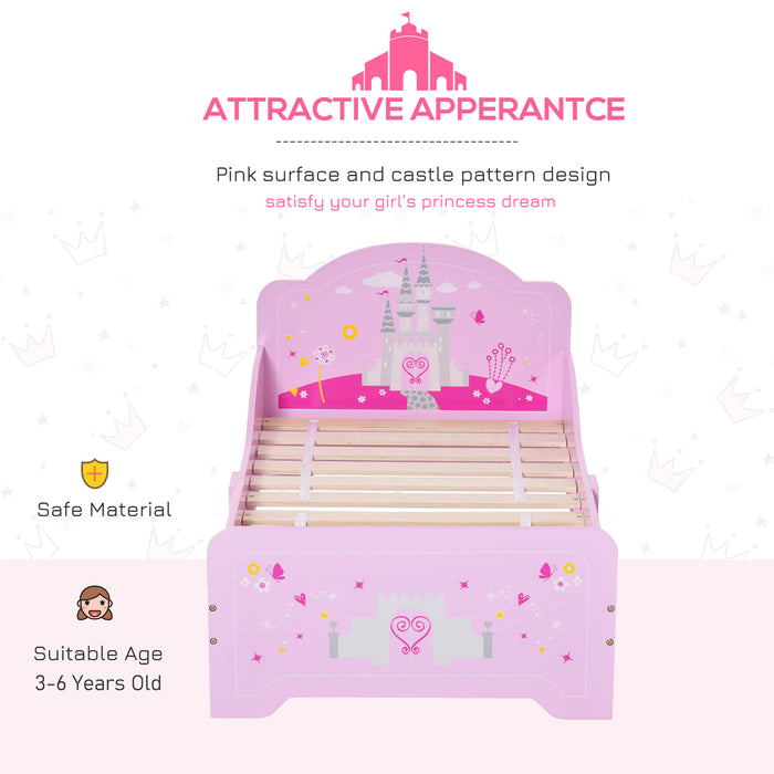 Kids Castle Bed with Charming Pink Design - MDF Construction Single Sleeper for Children - Perfect Bed for Little Princesses