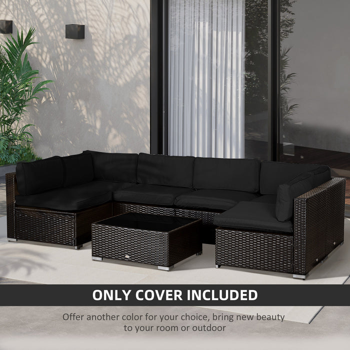 Rattan Sofa Polyester Cushion Cover - Durable Outdoor Replacement Cover in Black - Ideal for Patio Furniture Refresh Without Cushions