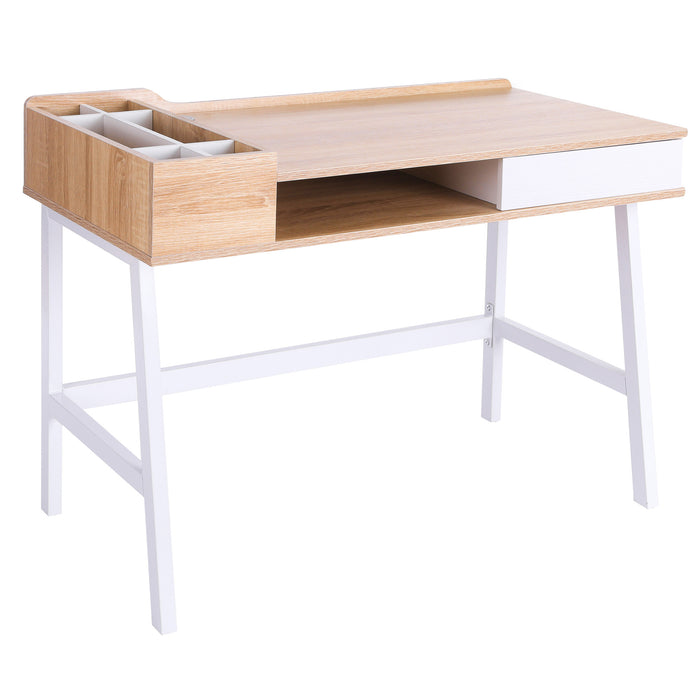 Computer Desk with Built-In Drawer and Storage - Cable Management System and Sturdy Metal Frame - Ideal for Home Office and Student Use