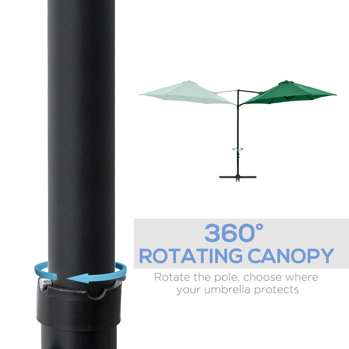 360° Rotating Offset Roma Umbrella - 2.5M Green Sun Shade Canopy Shelter with Cross Base for Outdoor Gardens - Square Patio Umbrella for Sun Protection and Comfort