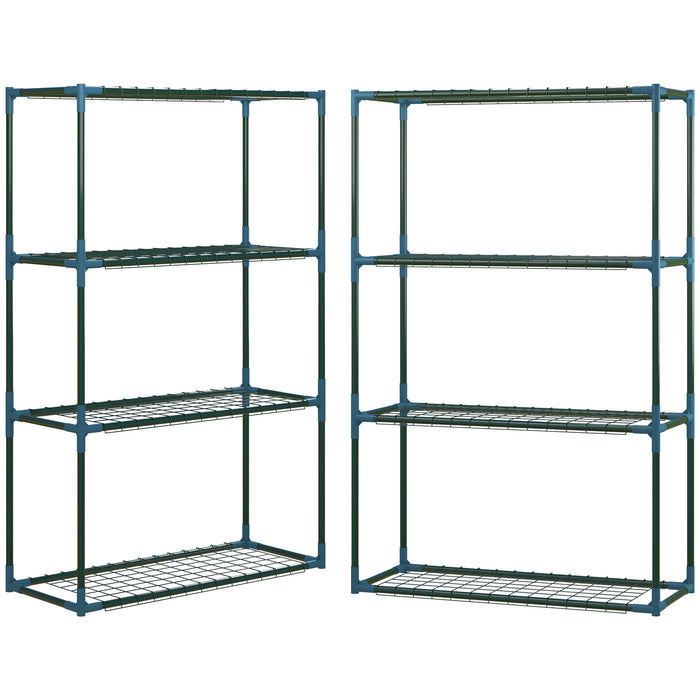 4-Tier Modern Plant Stand Set of 2 - Sturdy Steel Frame Outdoor Plant Holder & Display Rack - Ideal for Potted Plants & Balcony Garden Decoration