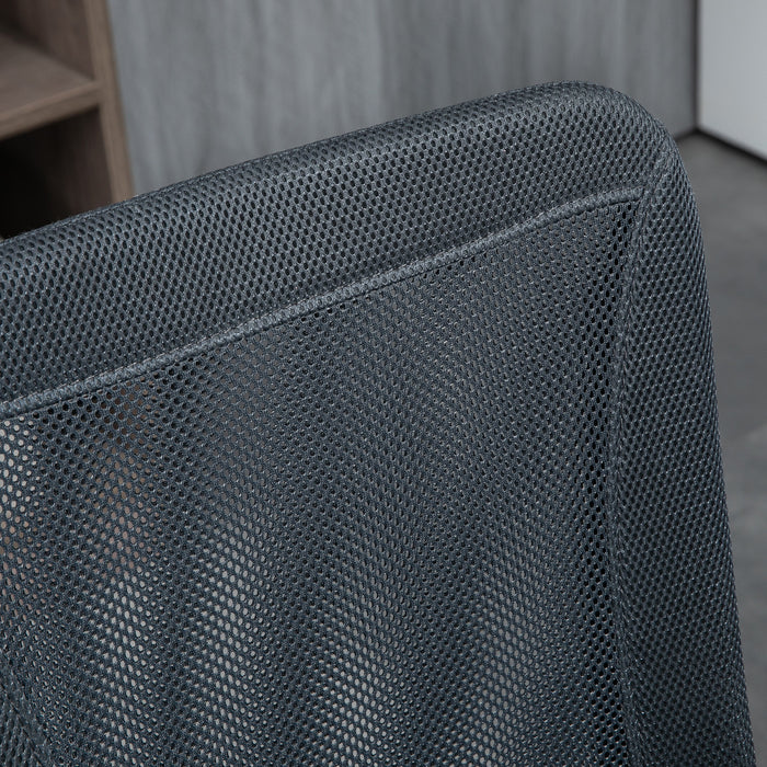 Ergonomic Armless Task Chair - Breathable Mesh Swivel Computer Desk Chair with Adjustable Height - Ideal for Home Office and Study Use, Dark Grey