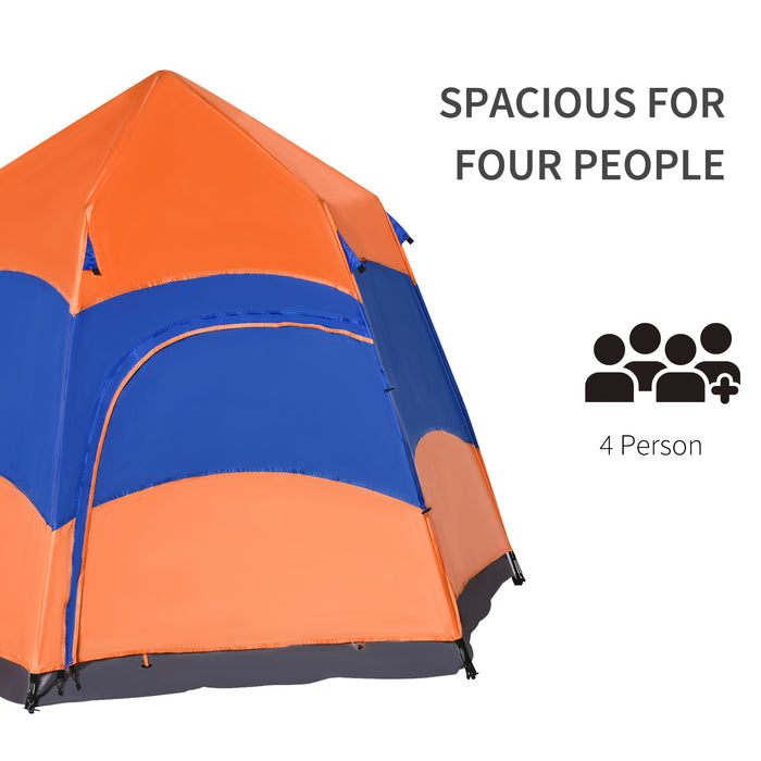 6-Person Hexagonal Instant Setup Tent - Camping, Festival, Hiking Shelter, Family-Friendly, Portable Design - Spacious Outdoor Accommodation for Group Adventures