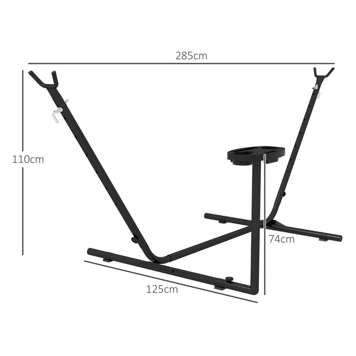 9.4ft Steel Frame Hammock Stand with Side Tray - Versatile Stand for String, Brazilian, Flat, and Rope Hammocks - Ideal for Patio Relaxation and Outdoor Lounging