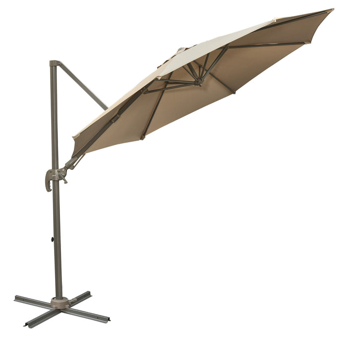 3M Cantilever Roma Umbrella - Hanging Parasol Sun Shade with Tilt Crank and 360-Degree Rotating System, Khaki - Ideal for Outdoor Patio Comfort