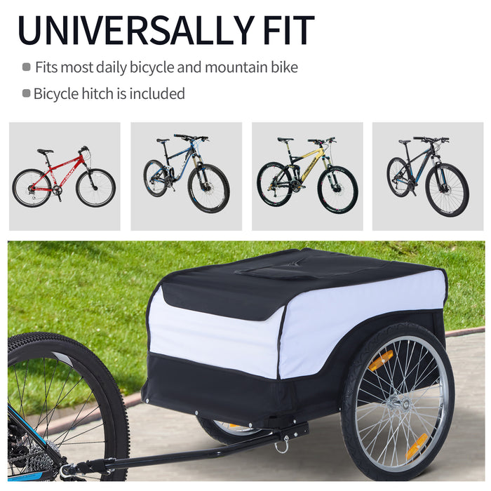 Bike Trailer Cargo Carrier - Foldable Steel Frame with Removable Cover, Bicycle Storage Hitch - Ideal for Extra Storage Needs on the Go