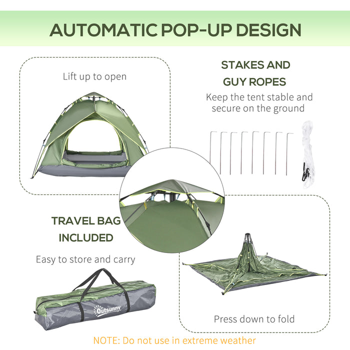 Three Man Pop Up Tent - Quick Setup Camping and Festival Shelter for Hiking and Family Travel - Compact, Portable Outdoor Accommodation