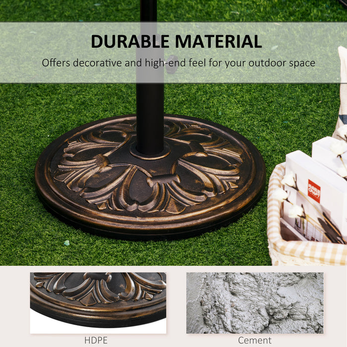 Round 13kg Bronze-Toned Umbrella Base - Heavy-Duty Outdoor Parasol Stand - Ideal for Garden Stability and Wind Resistance