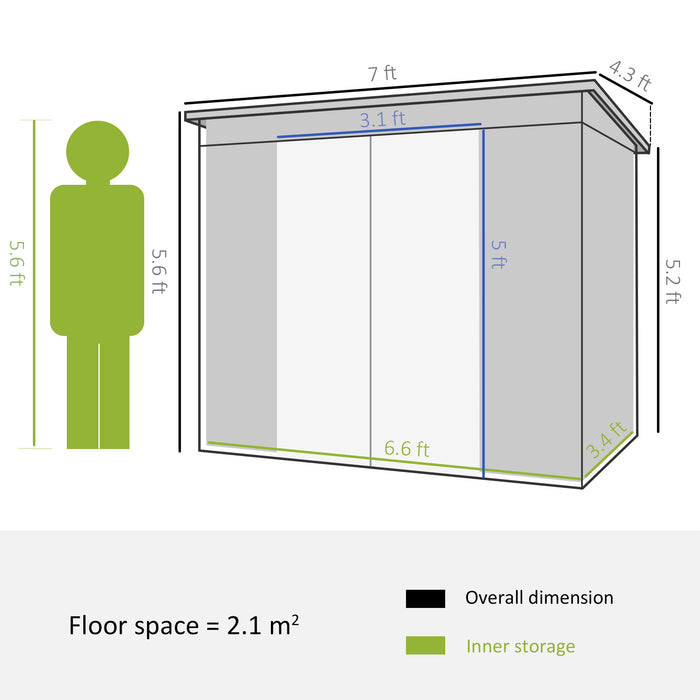 Outdoor Storage Shed with Foundation - Sturdy Metal Garden Equipment Organizer, Double Doors, Vented, Sloped Roof, Grey Finish - Secure Solution for Tools and Lawn Care Essentials