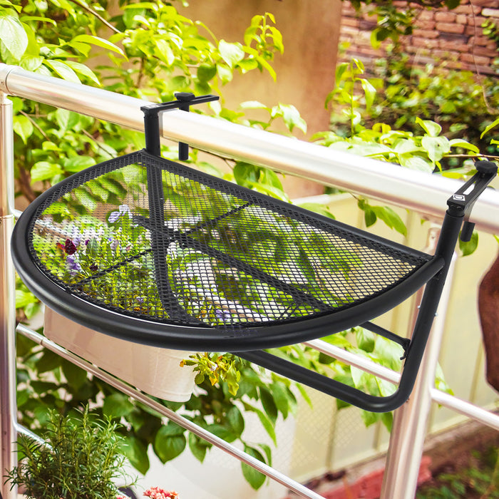 Balcony Mate - Semi-Circular Hanging Table for Outdoor Spaces, Adjustable Metal Coffee Table - Ideal for Small Balconies and Limited Spaces