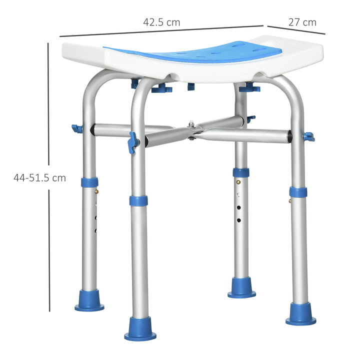 Adjustable Padded Shower Stool for Elderly and Disabled - Comfortable Bath Chair with Built-in Handle & Secure Suction Feet, Blue - Safety & Independence in Bathing