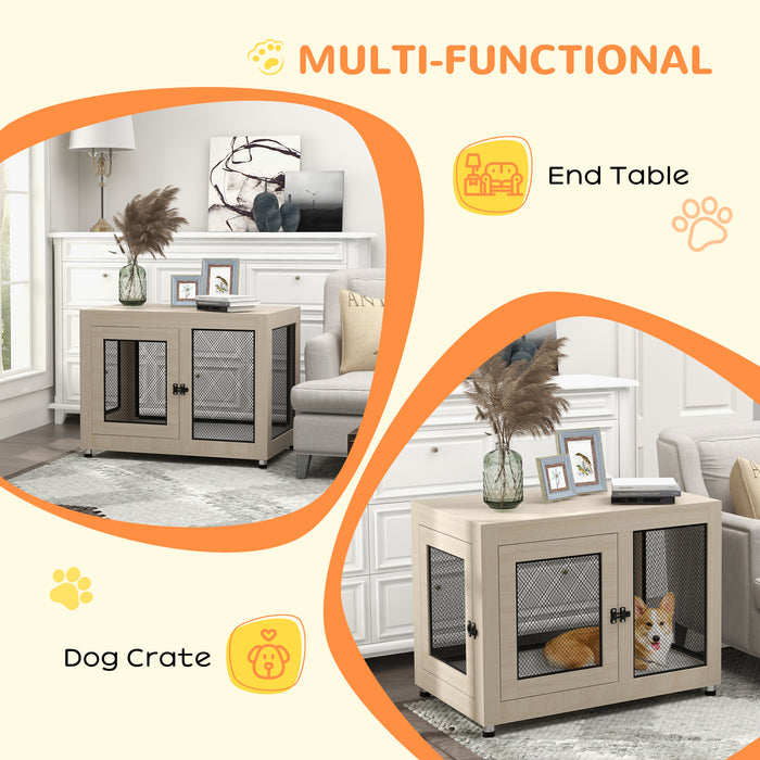 2-in-1 Dog Cage & Stylish End Table - Dual-Door Pet Crate with Comfortable Cushion - Ideal for Large Dogs & Home Décor Integration