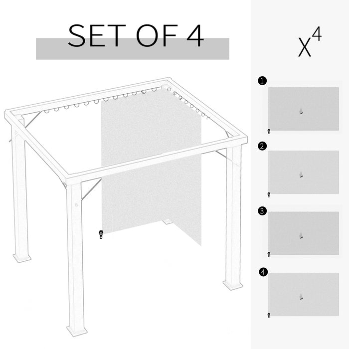 4-Pack Gazebo Privacy Sidewalls - Universal Fit for 3x4m Canopies and Pavilions, Beige Outdoor Shelter Curtains - Enhancing Privacy & Protection for Garden Events and Gatherings