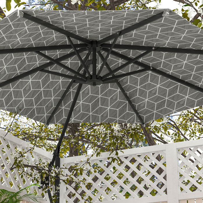 Convertible Cantilever and Centre-Post Parasol - 3m UV Protection, 360-Degree Rotating Banana Umbrella with Cross Base - Ideal for Outdoor Patio, Garden Shade and Sun Protection