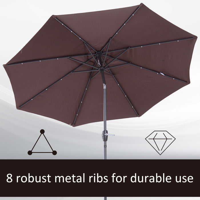 Solar LED Umbrella Parasol - 24 Brown/Coffee Lights for Outdoor Ambiance - Ideal for Patio, Backyard Nighttime Events