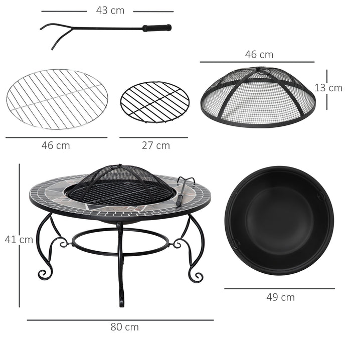 Outdoor 2-in-1 Fire Pit and BBQ Grill - Patio Heater, Spark Screen Cover, Fire Bowl, Fire Poker - Perfect for Backyard Bonfires and Cooking