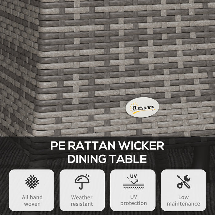 PE Rattan 70cm Outdoor Dining Table - Wood-Plastic Composite Top, Grey Patio Furniture - Ideal for Balcony & Garden Spaces