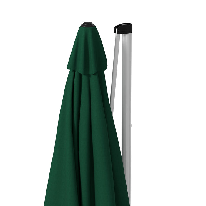 Cantilever Parasol 3x3m with Cross Base - Green Square Umbrella with Crank Handle, Tilt, and 360° Rotation - Durable Aluminium Frame for Outdoor Shade and Comfort