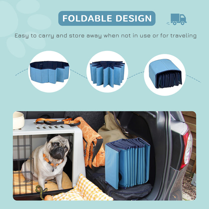 Foldable Pet Swimming Pool in Blue - 80 cm Diameter for Dogs & Cats - Portable Outdoor Bathing Tub for Pets