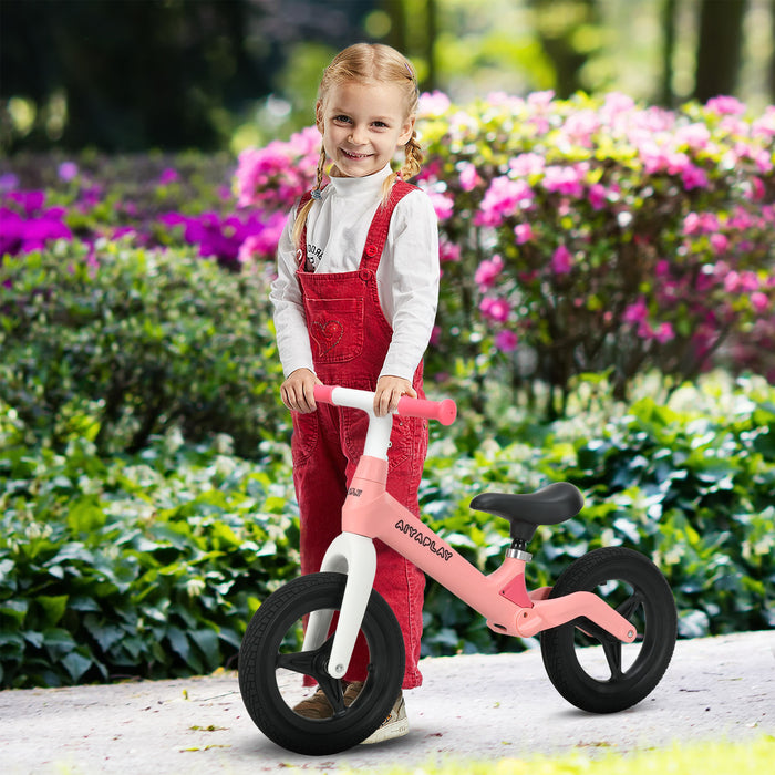 Kids Balance Training Bike - Adjustable Seat & Handlebar, Puncture-Proof PU Wheels, No-Pedal Design - Perfect for Toddlers 2.5-5 Years, Supports up to 25kg, Pink Color