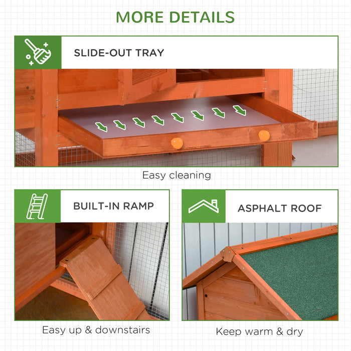 Deluxe 170cm Hen Coop - Small Animal Habitat with Nesting Box and Waterproof Roof - Lockable Door and Removable Tray for Easy Cleaning