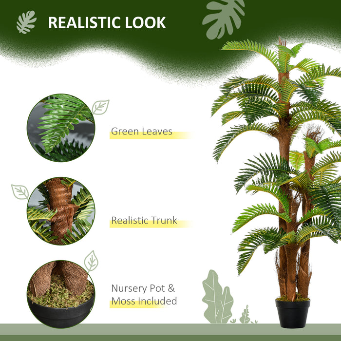 Tropical Palm Artificial Plant Duo - 150cm Lifelike Green Faux Palms with Pots for Indoor/Outdoor Decor - Easy-Care Home and Office Greenery