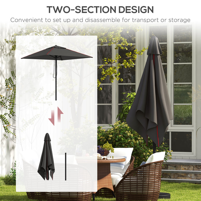 Patio Parasol Sun Shade Umbrella - Ventilated Canopy with Decorative Piping Edge, Garden Market Table Umbrella in Grey - Ideal Outdoor Accessory for UV Protection and Comfort