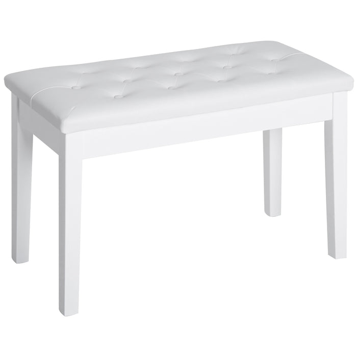 Faux Leather Piano Stool with Storage - Elegant White Makeup Dressing Bench for Bedroom - Space-Saving Table Seat for Musicians and Beauty Routine