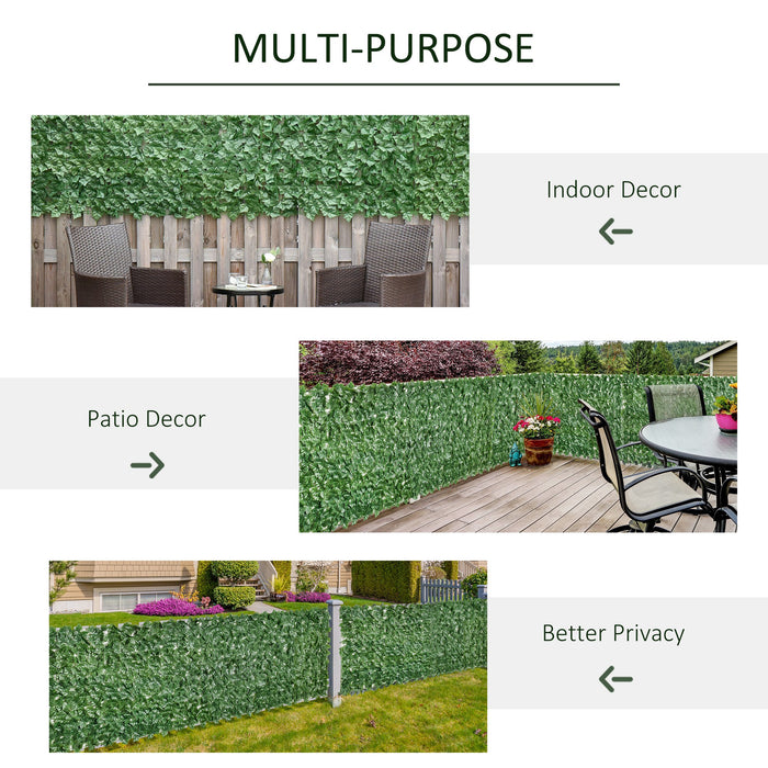 Artificial Leaf Hedge Screen - 3-Meter Long by 1-Meter Tall Decorative Faux Hedging - Enhances Privacy for Gardens, Outdoor Spaces, and Indoor Ambiance