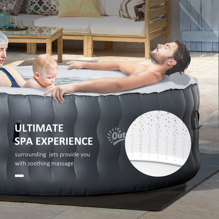 Luxury Inflatable Spa - Round Outdoor Hot Tub with Bubbles and Pump - Ideal Relaxation for 4 People, Includes Cover & Filter Cartridges