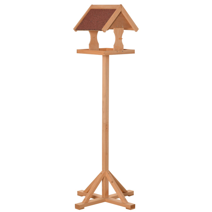 Outdoor Wooden Bird Feeder Stand - Weatherproof Roof and Cross-Shaped Base, 55x55x144cm - Ideal for Garden Bird Watching