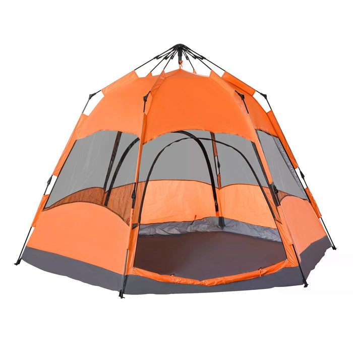 6-Person Hexagonal Instant Setup Tent - Camping, Festival, Hiking Shelter, Family-Friendly, Portable Design - Spacious Outdoor Accommodation for Group Adventures