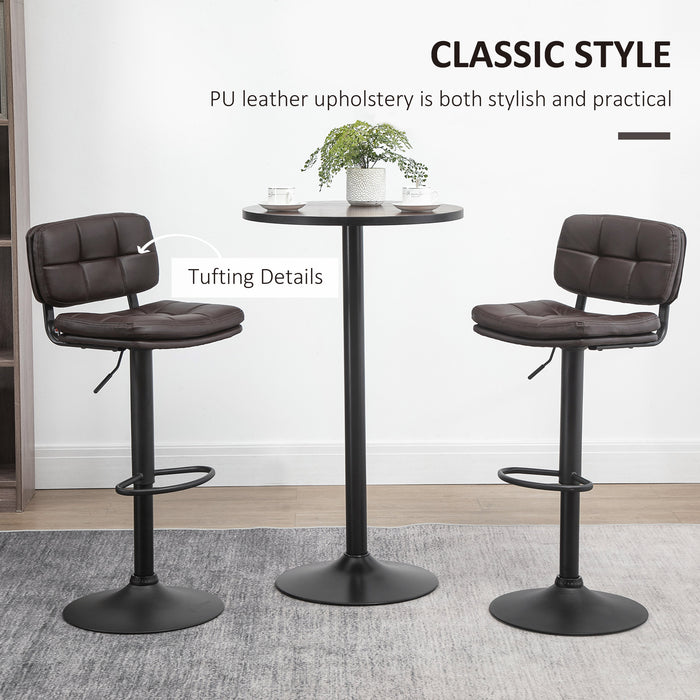 Swivel Bar Stools Set of 2 - Adjustable Height Dining Chairs with Footrest, Brown - Ideal for Kitchen Counter and Home Bar Comfort