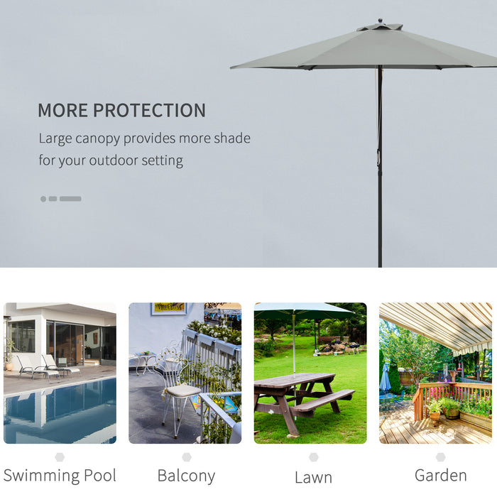 Outdoor Sunshade Canopy Umbrella - 2.8m Patio Parasol with 6 Ribs, Manual Push, Dark Grey - Ideal for Garden and Backyard Comfort