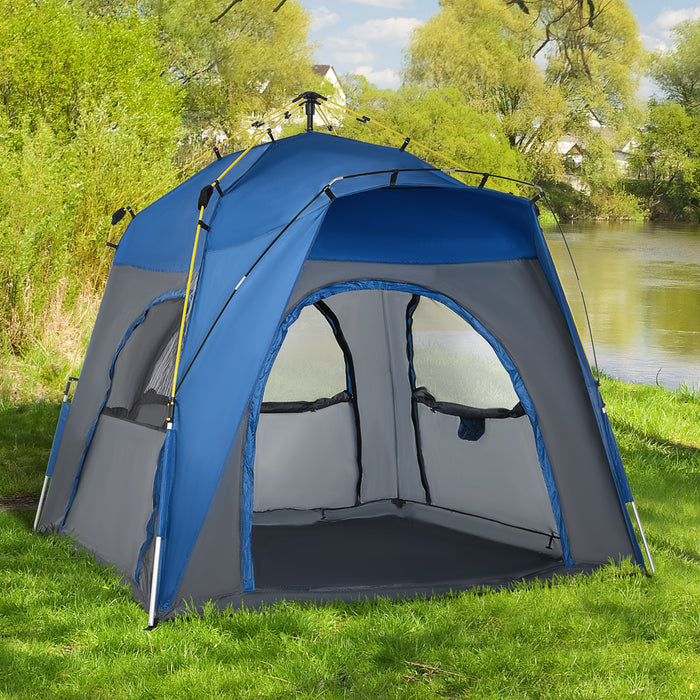 4-Person Instant Tent - Easy Setup Outdoor Pop-Up Camping Shelter, Portable Backpacking Dome - Ideal for Family Camping and Hiking Adventures